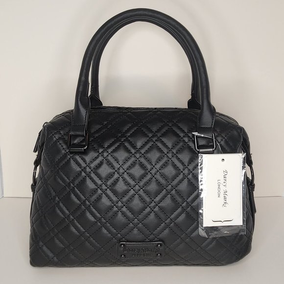 Darcy Mark's London Black Quilted Vegan Leather Satchel - NWT - Picture 1 of 9